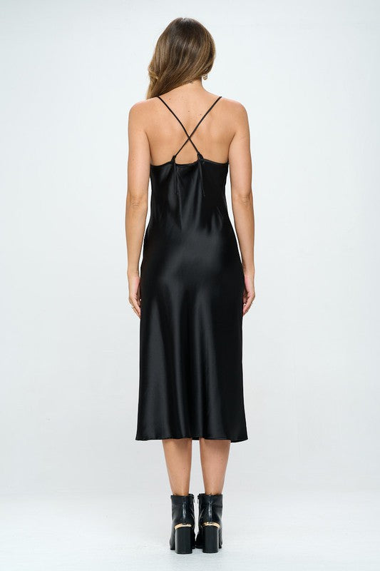 Satin Bias Slip Dress With Slit 2