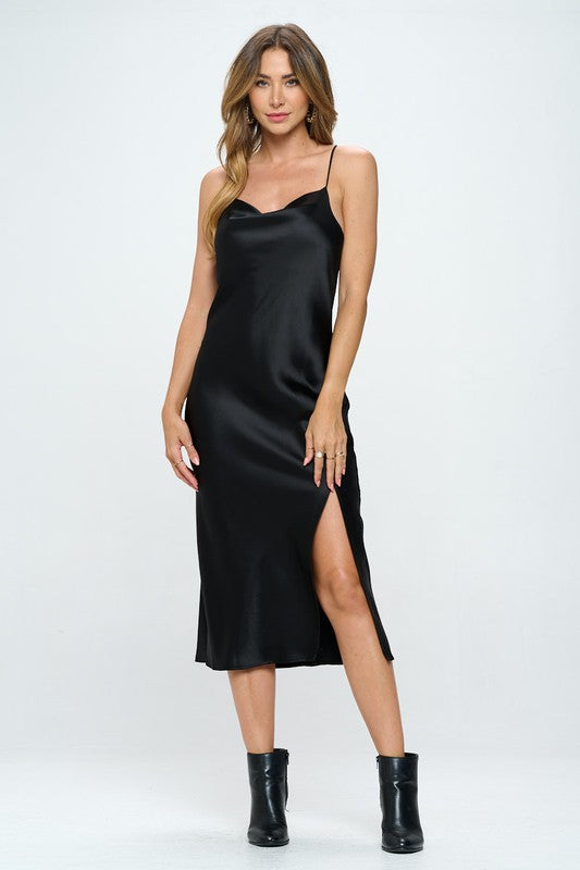 Satin Bias Slip Dress With Slit 2