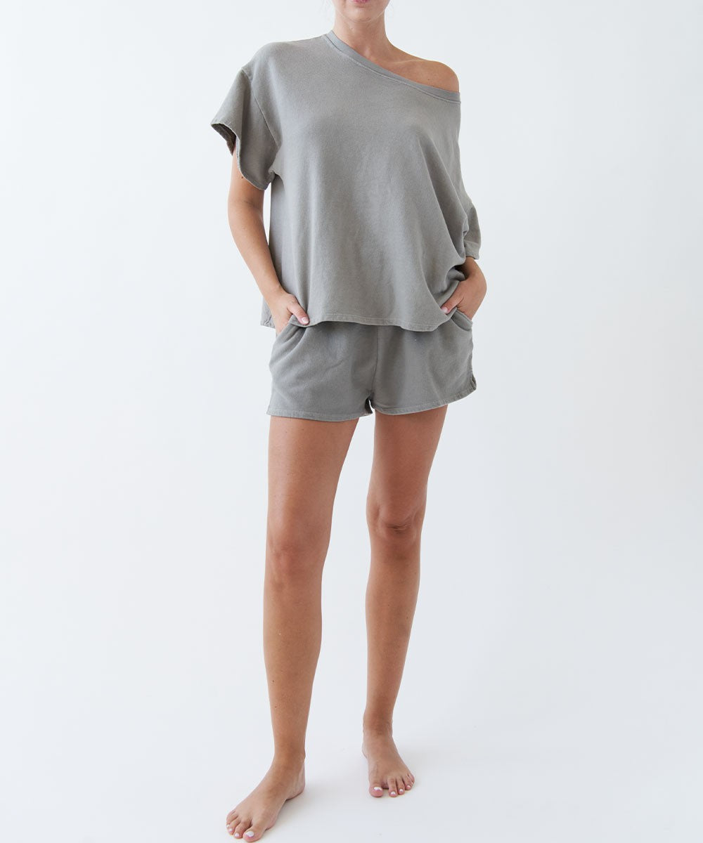 Olive Garment Dye Oversize Crop