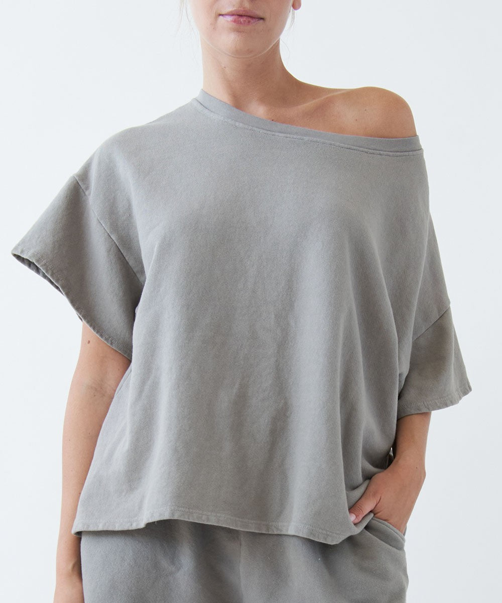 Olive Garment Dye Oversize Crop