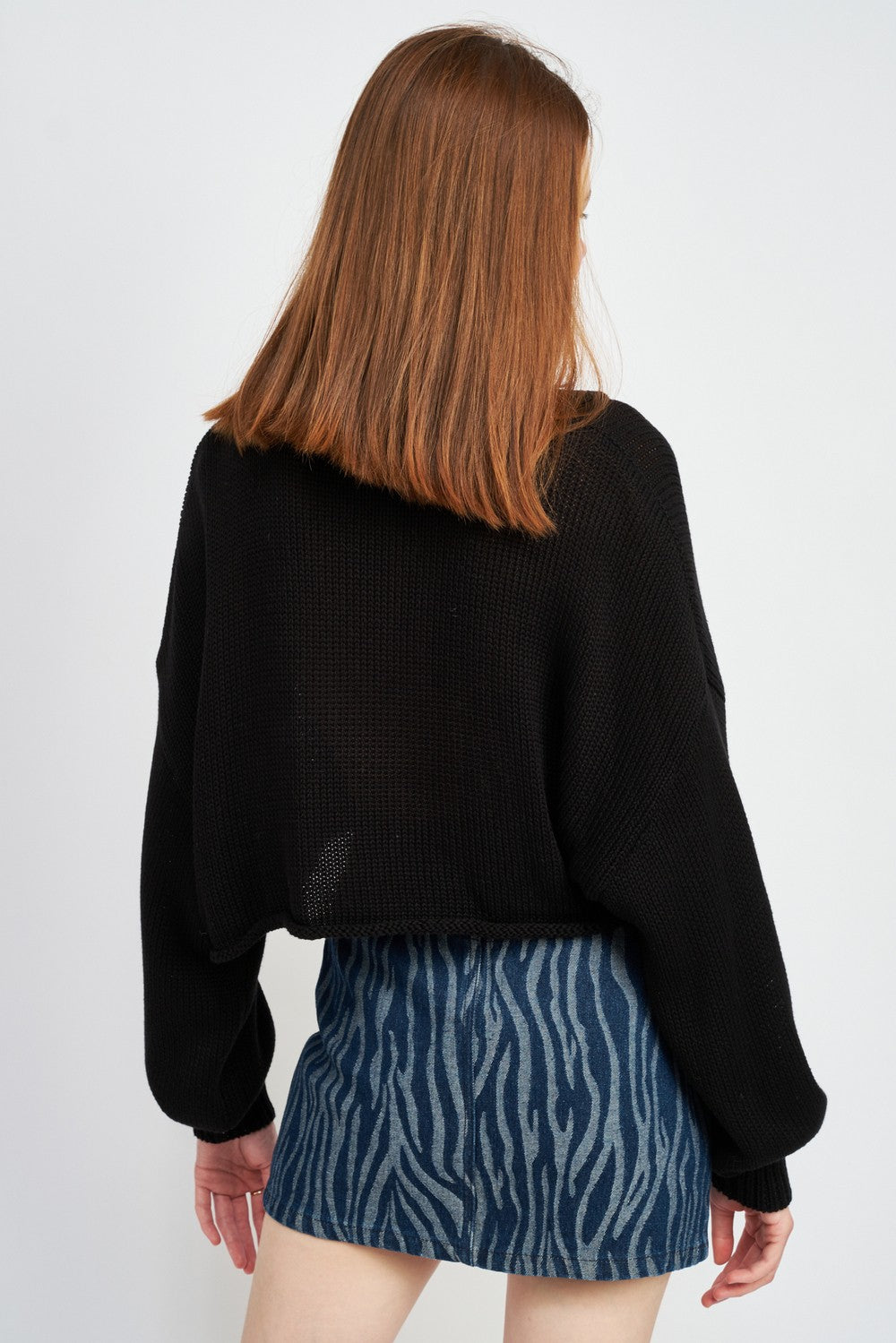 Button Up Boxy Cropped Sweater