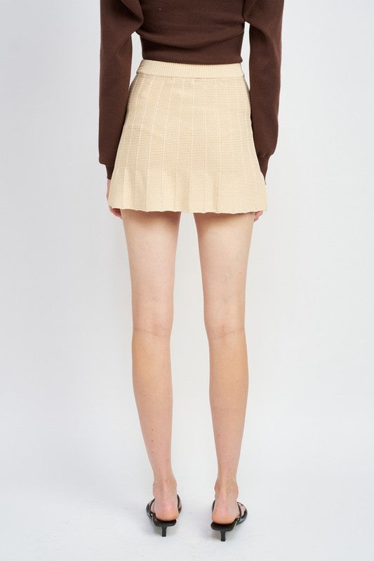 Pleated Mini Skirt With Elastic Waistband