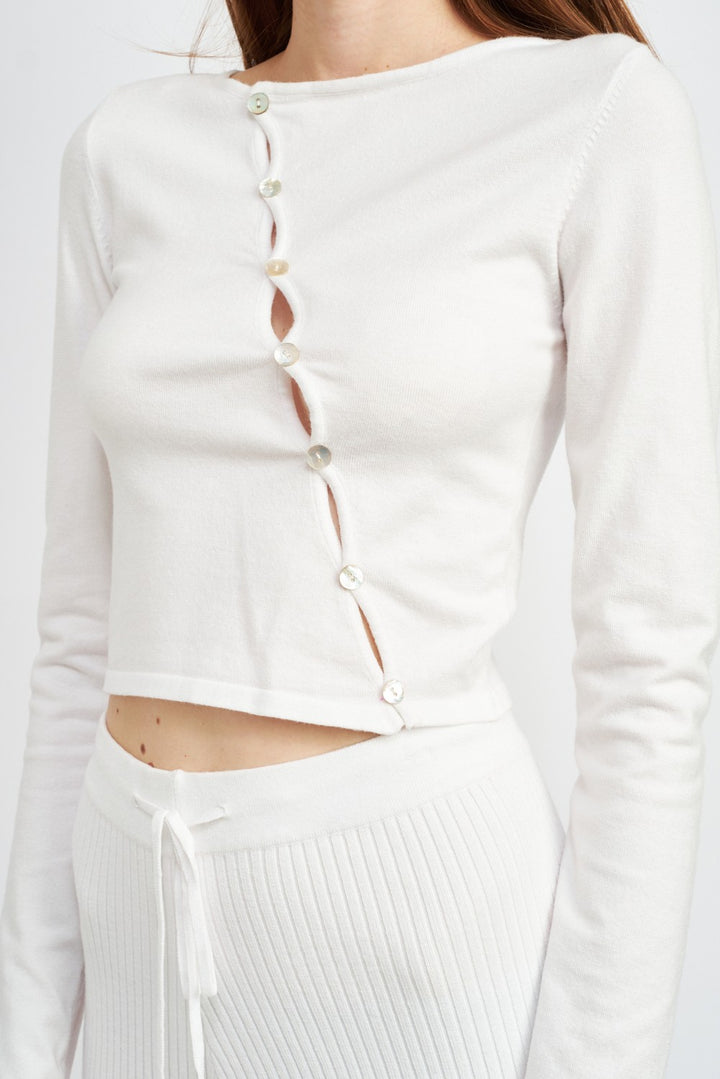 Long Sleeve Asymmetric Button Up Top