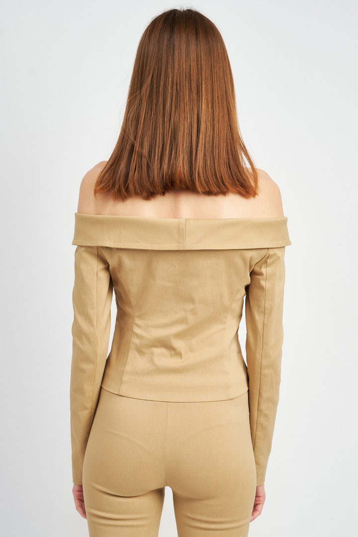 Tan Spaghetti Strap Off Shourlder Top
