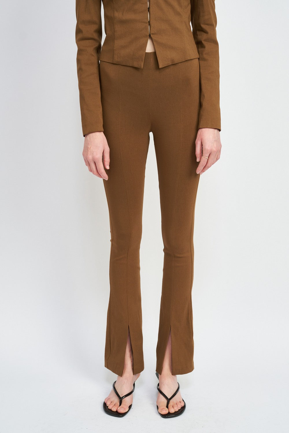 High Waist Pants With Front Slits