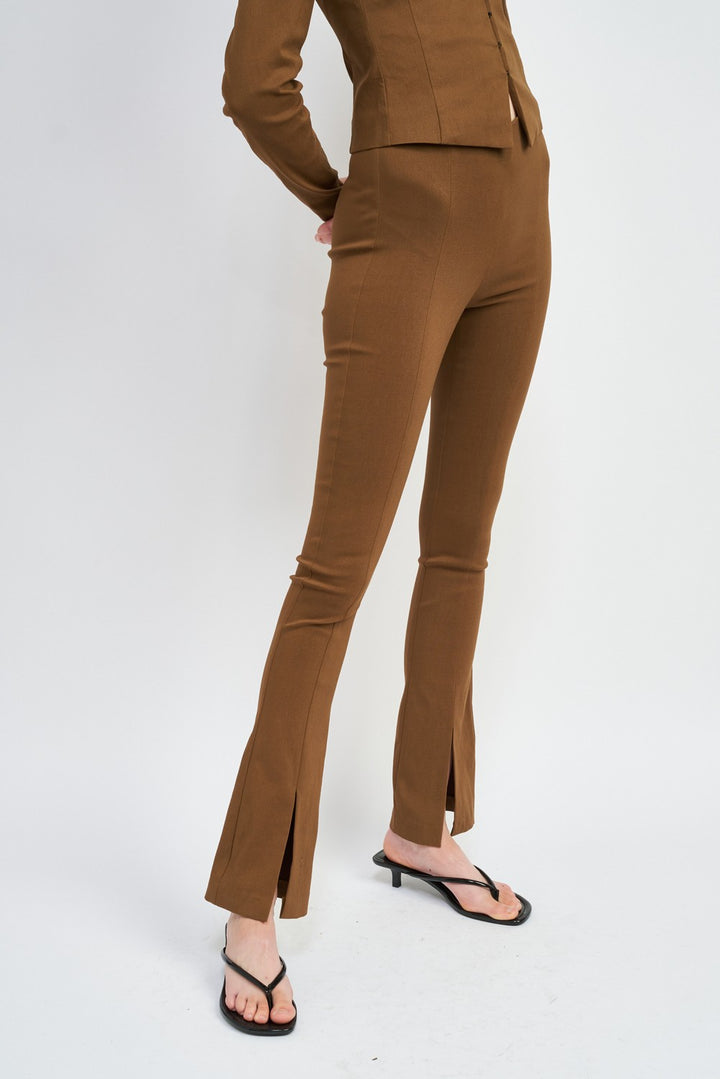 High Waist Pants With Front Slits