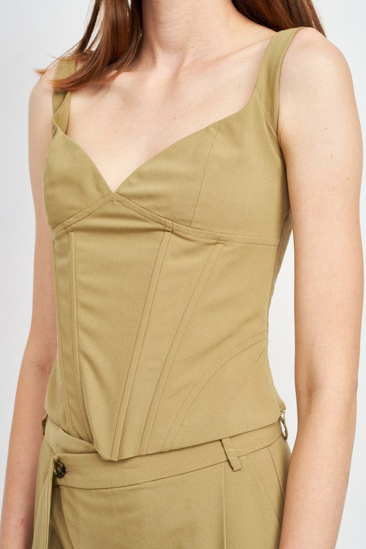 Berry V Neck Bustier Top
