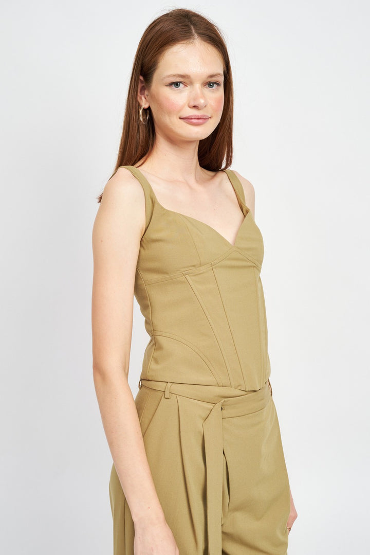 V Neck Bustier Top