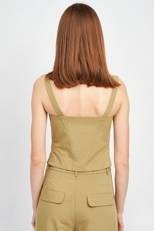 V Neck Bustier Top