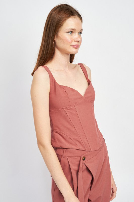 V Neck Bustier Top