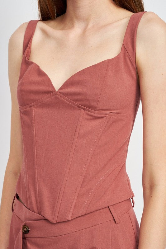 V Neck Bustier Top