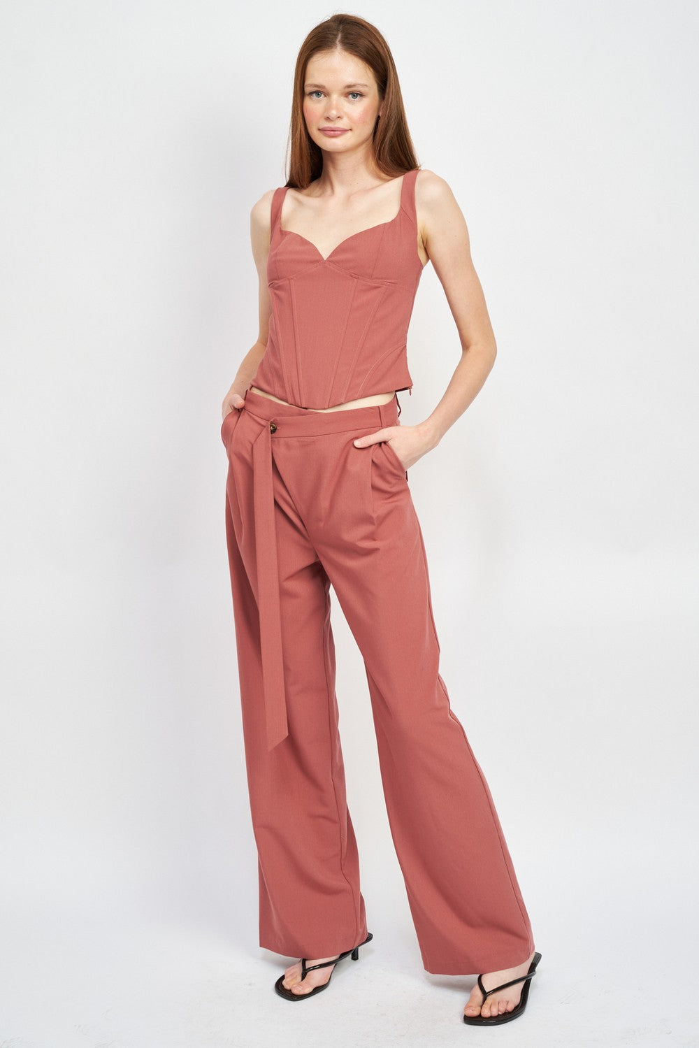 Asymmetrical Long Belt Trousers