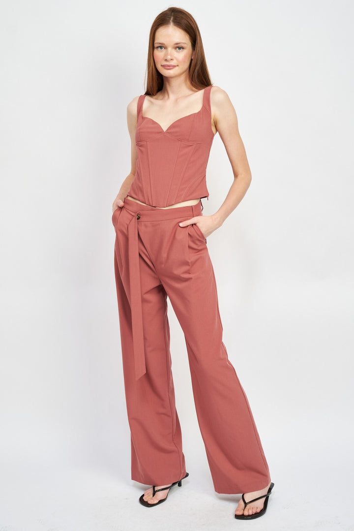 Asymmetrical Long Belt Trousers