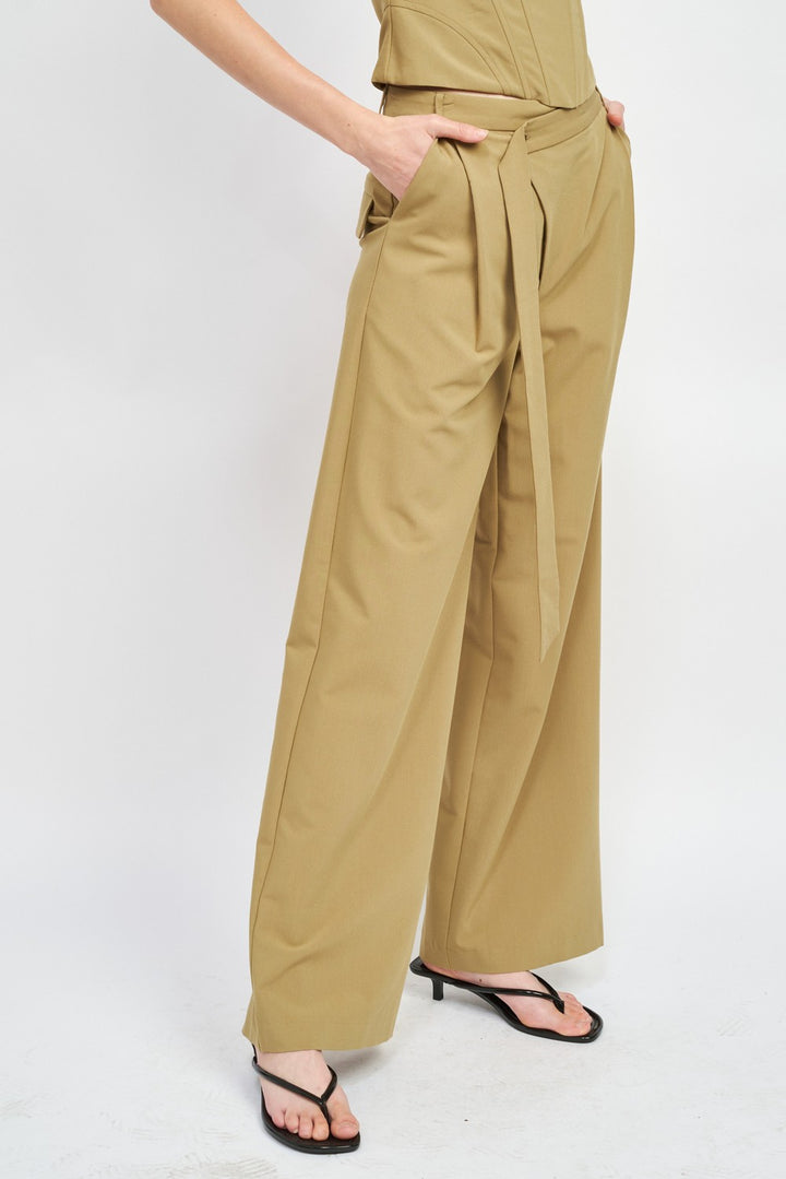 Asymmetrical Long Belt Trousers
