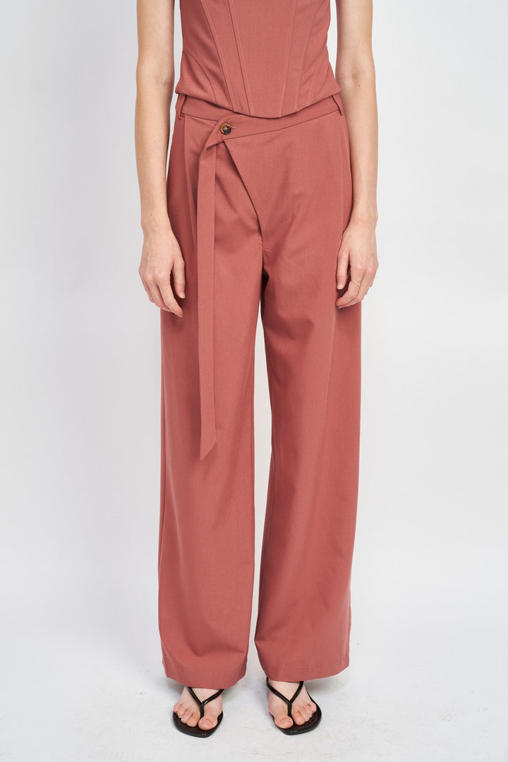 Asymmetrical Long Belt Trousers