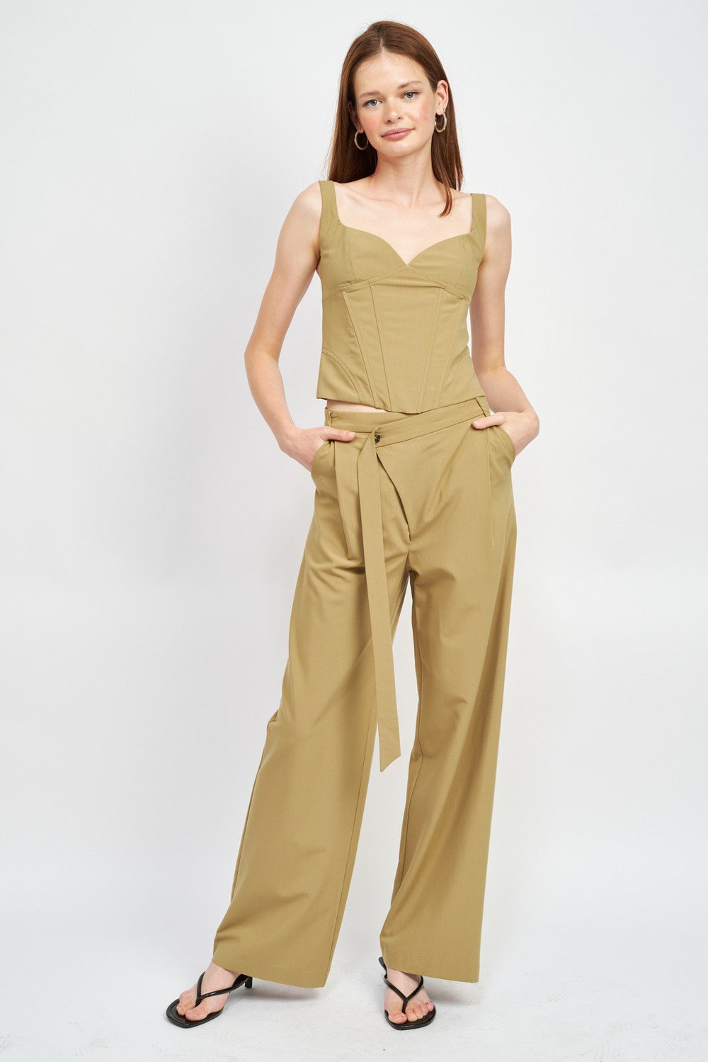 Asymmetrical Long Belt Trousers