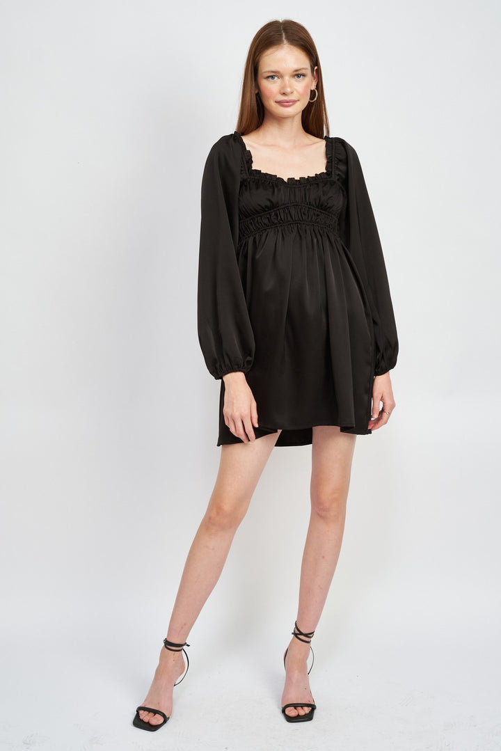 Baby Doll Mini Dress With Ruffle Detail