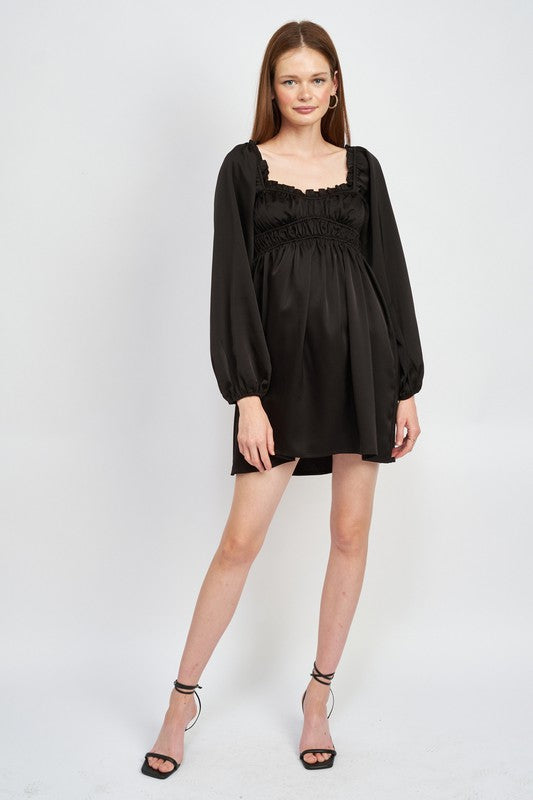 Baby Doll Mini Dress With Ruffle Detail
