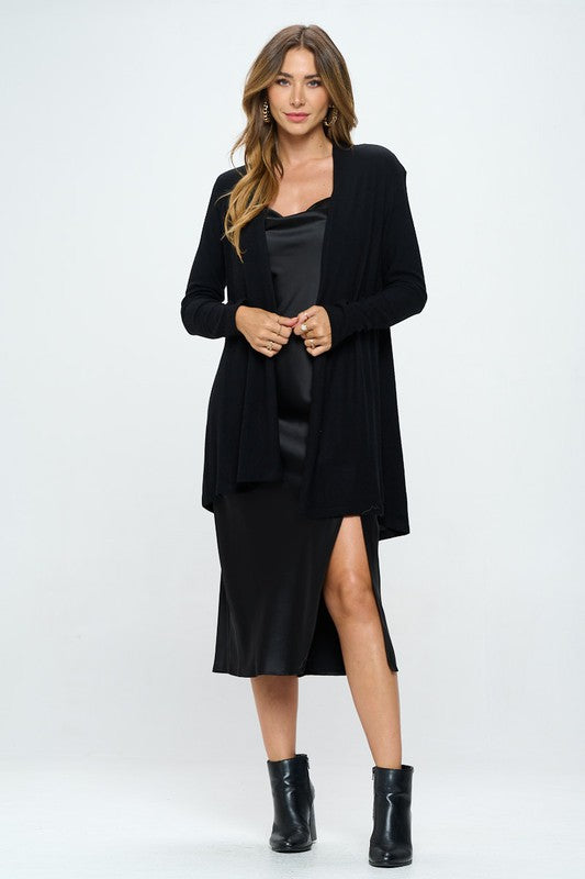 Brushed Knit Draped Cardigan With Cashmere Feel 5