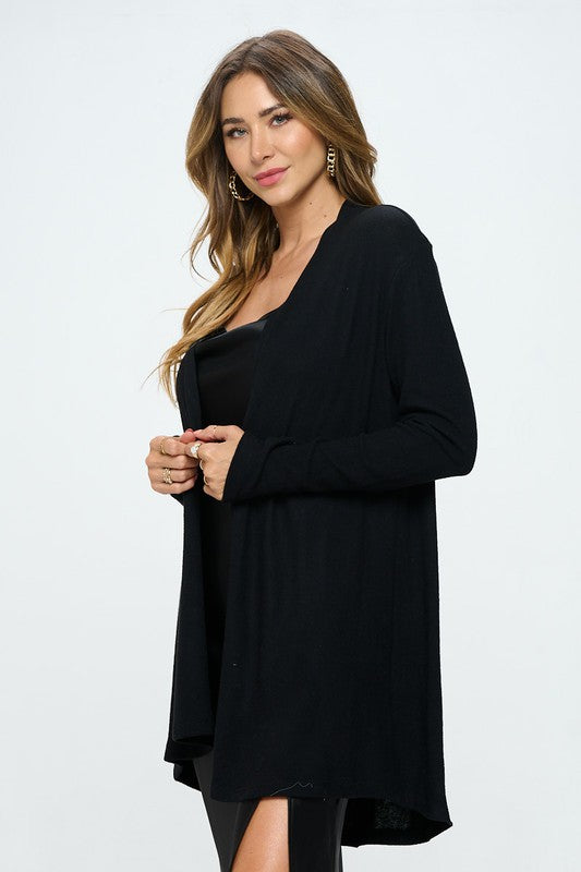 BK Brushed Knit Draped Cardigan With Cashmere Feel 5