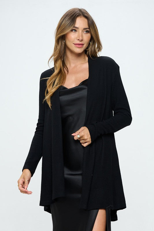 BK Brushed Knit Draped Cardigan With Cashmere Feel 5