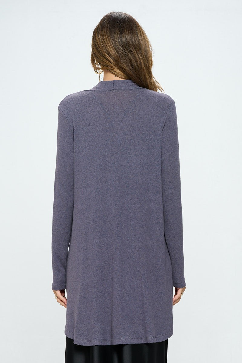 Brushed Knit Draped Cardigan With Cashmere Feel 6