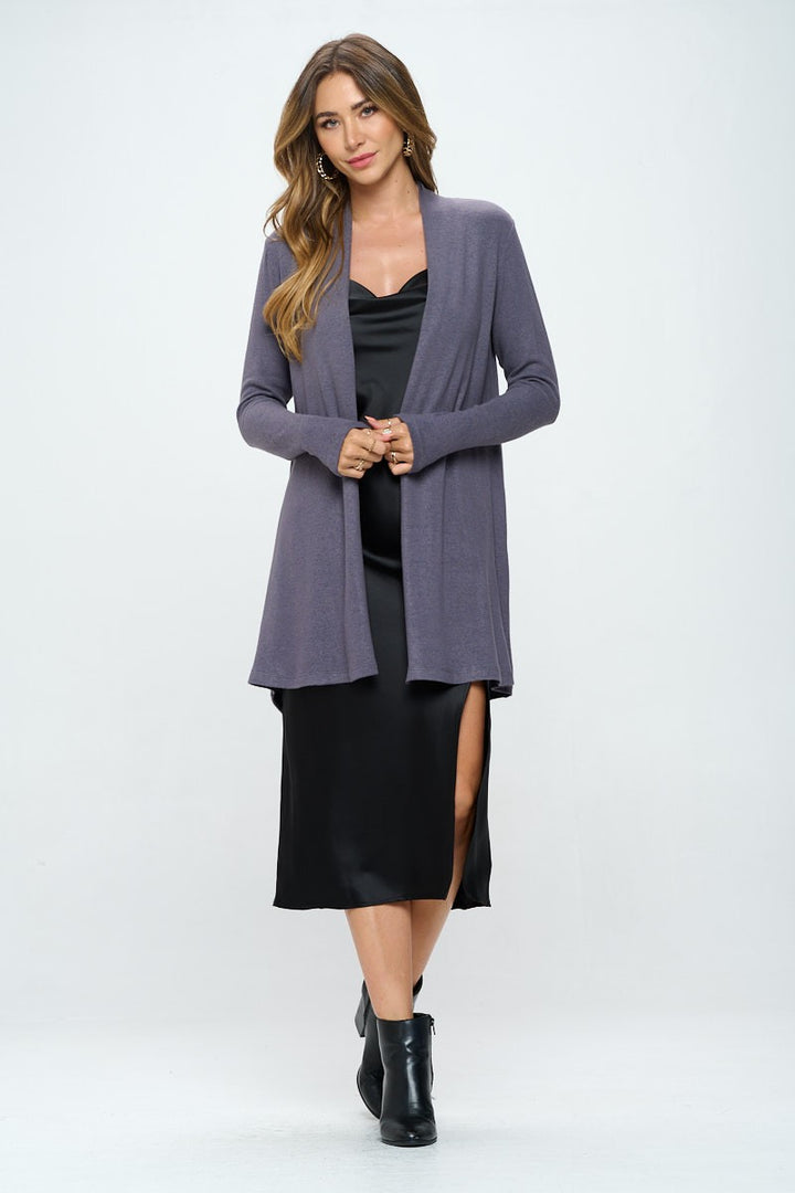 Brushed Knit Draped Cardigan With Cashmere Feel 6