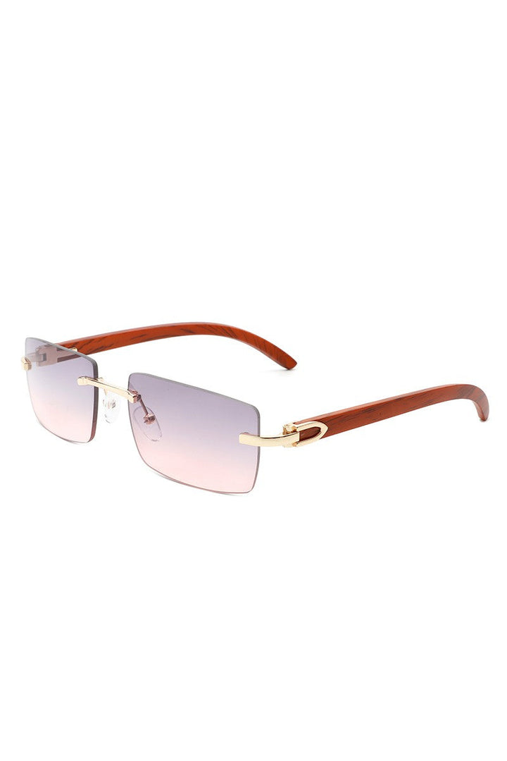 Rectangle Rimless Retro Tinted Sunglasses | Anekay