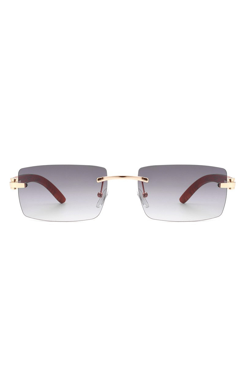 Pink Rectangle Rimless Retro Tinted Sunglasses | Anekay
