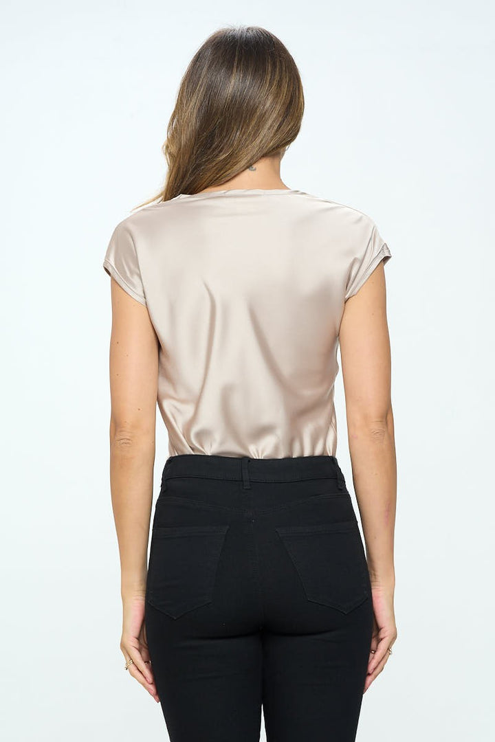 Solid Satin Top With Cowl Neck 1