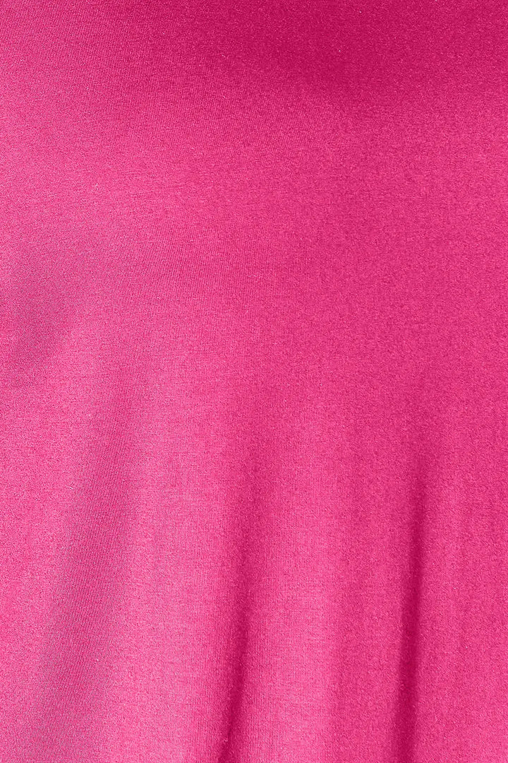 Hot Pink Double Take Full Size Round Neck Slit Top And Pants Set