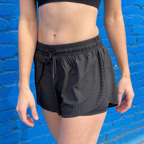Gray Arielle Athletic Shorts With Built In Compression