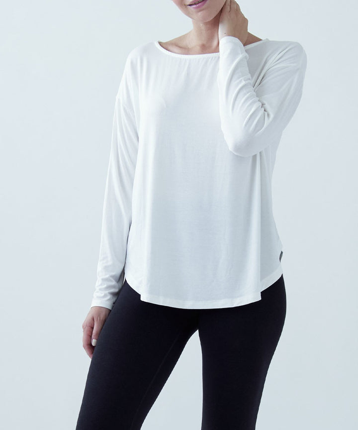 Dull Grey Bamboo Dolman Long Sleeve Top