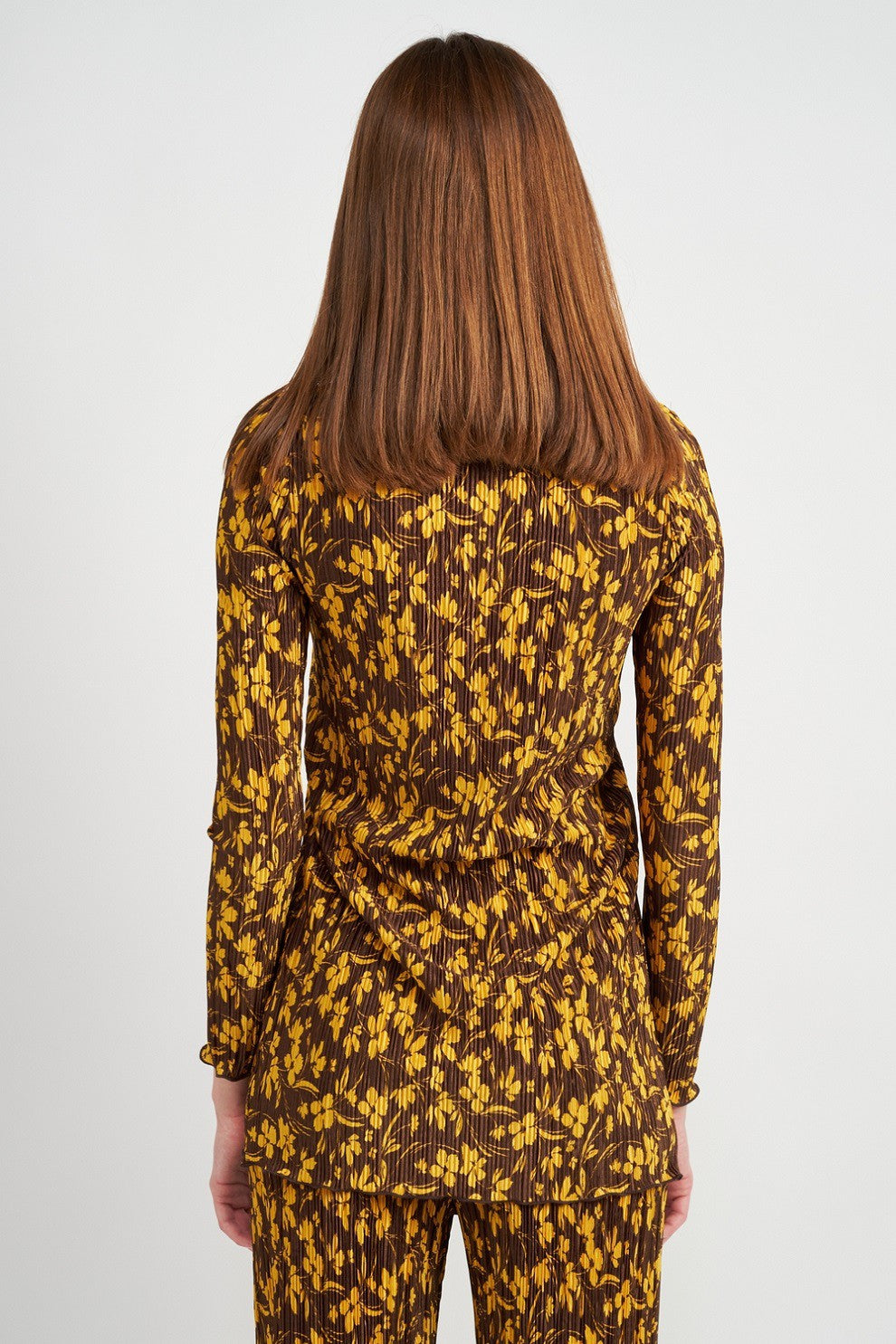 Button Front Printed Plisse Top