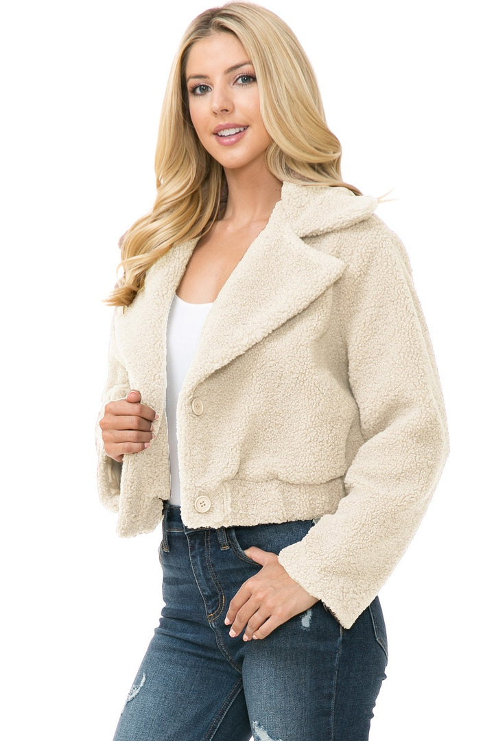 Ivory Womens Faux Fur Jacket | Anekay