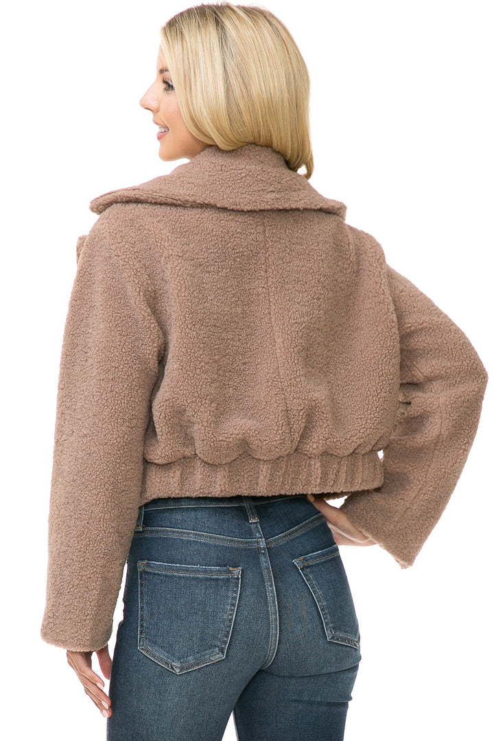 Mocha Womens Faux Fur Jacket | Anekay