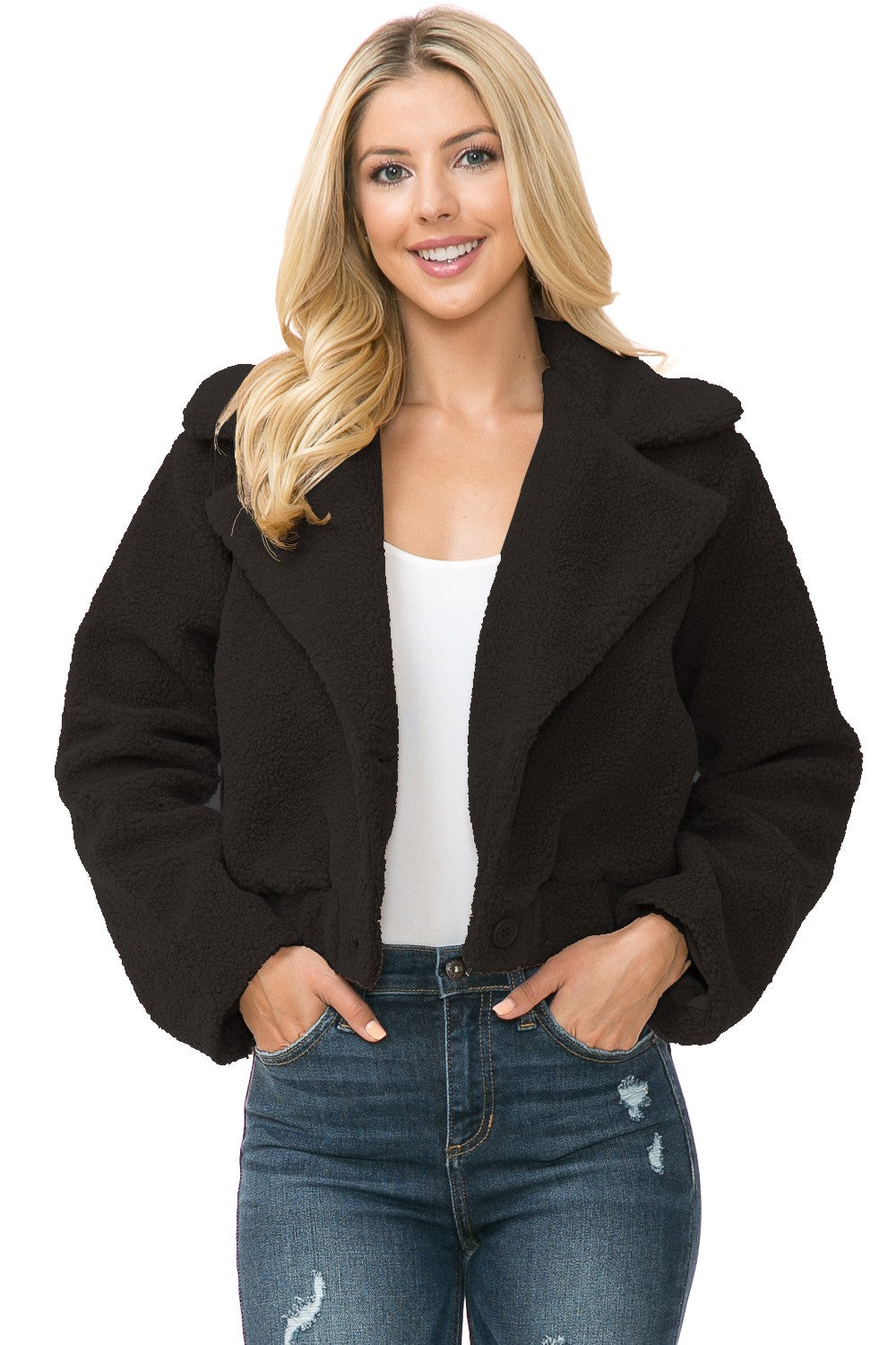 Ivory Womens Faux Fur Jacket | Anekay