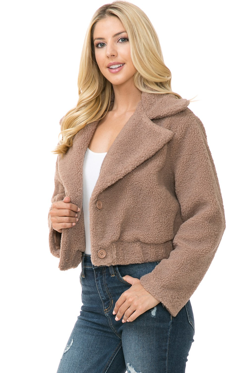 Mocha Womens Faux Fur Jacket | Anekay