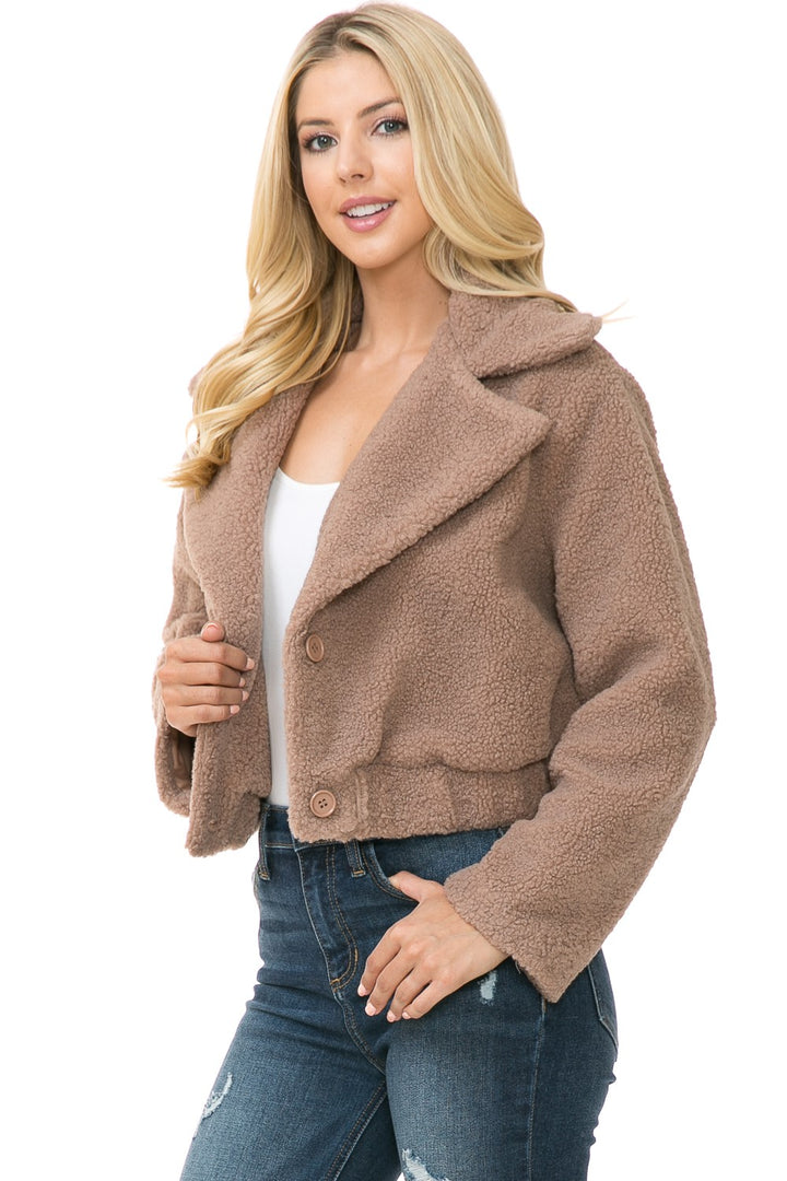 Mocha Womens Faux Fur Jacket | Anekay