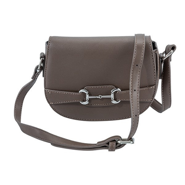 Tata/Dark Brown Pu Leather Mini Saddle Crossbody Bag