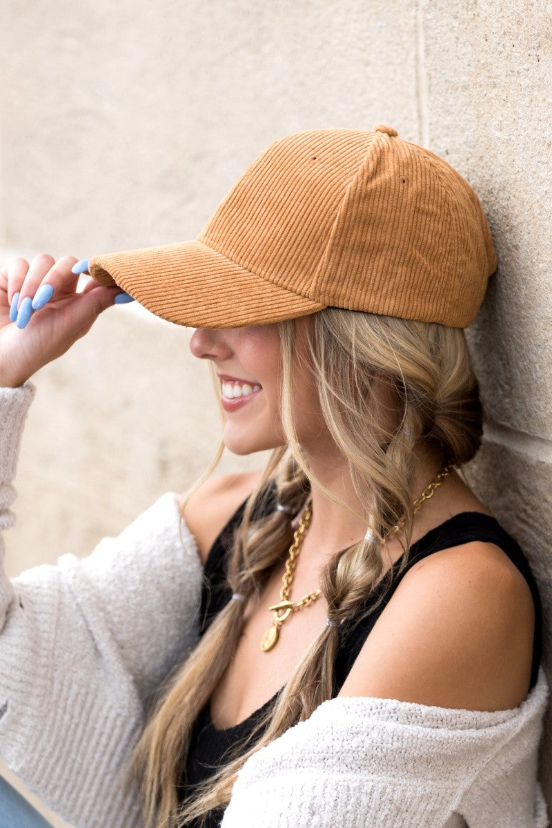 Beige Corduroy Boyfriend Ball Cap