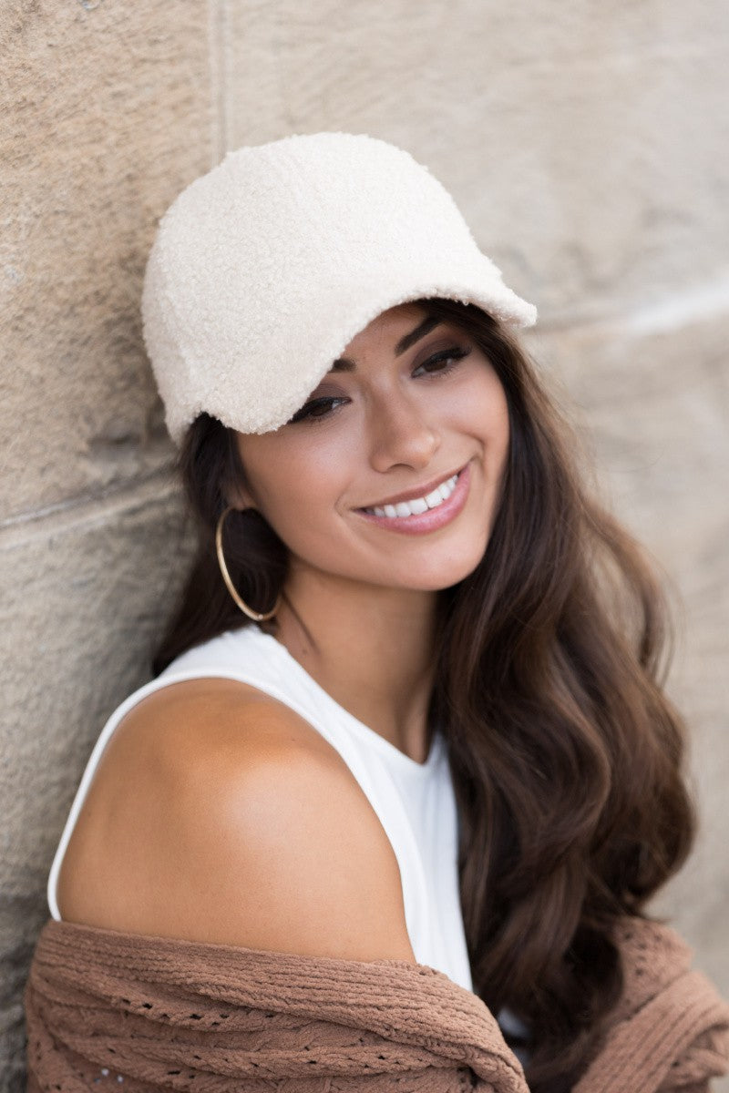 Boucle Sherpa Teddy Bear Knit Ball Cap | Anekay