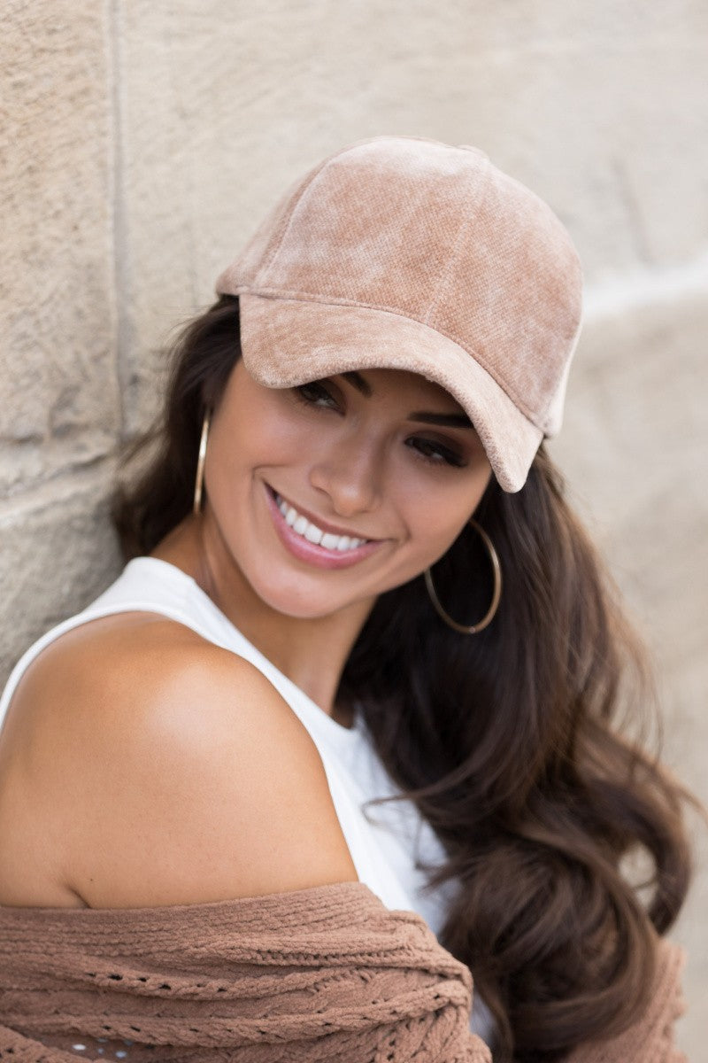 Cream Velour Ball Cap | Anekay