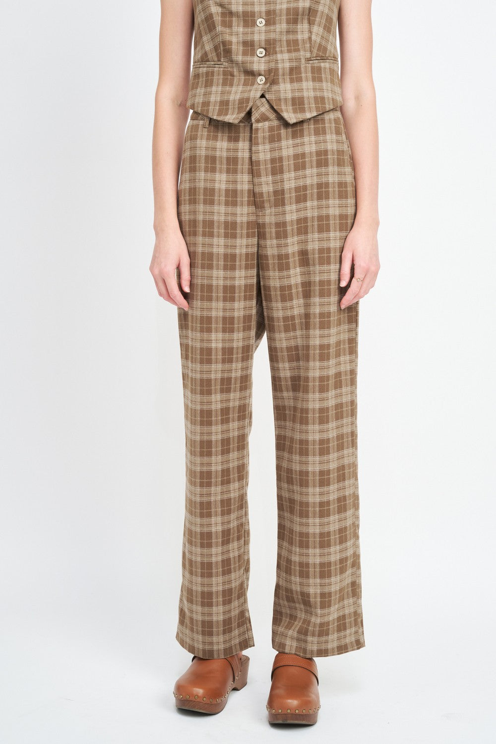 Plaid High Waist Trousers