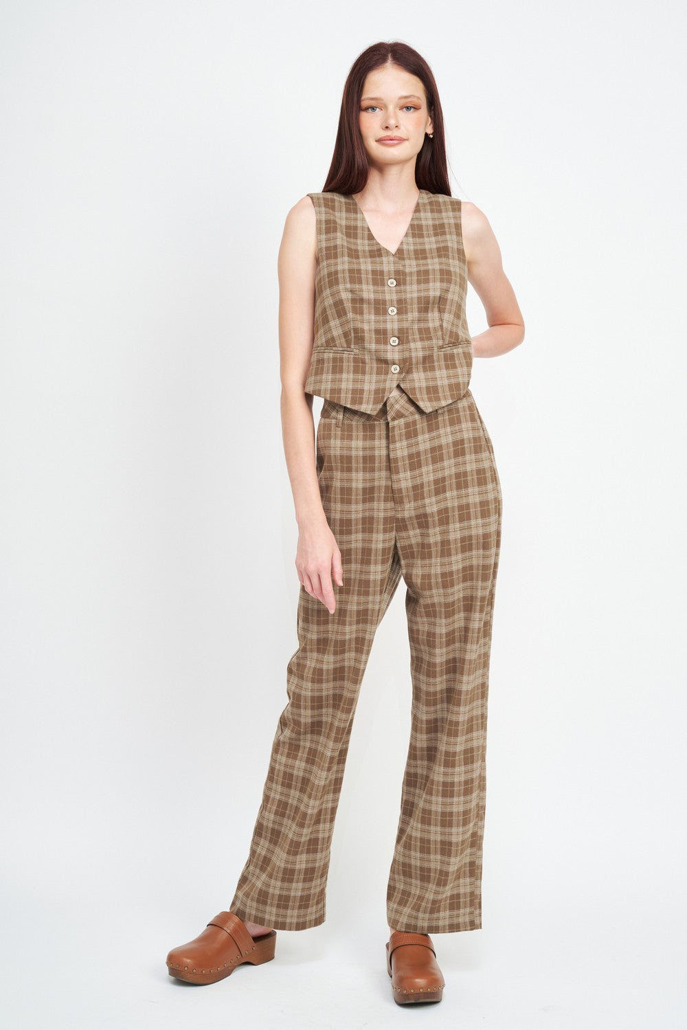 Plaid High Waist Trousers