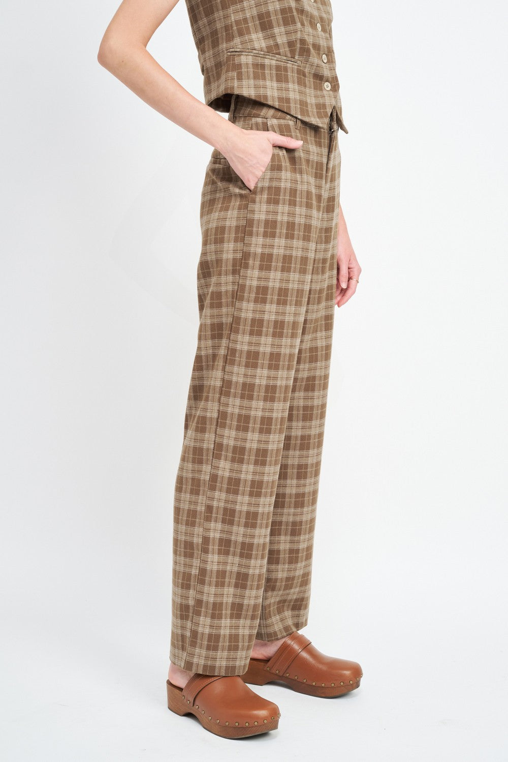 Plaid High Waist Trousers