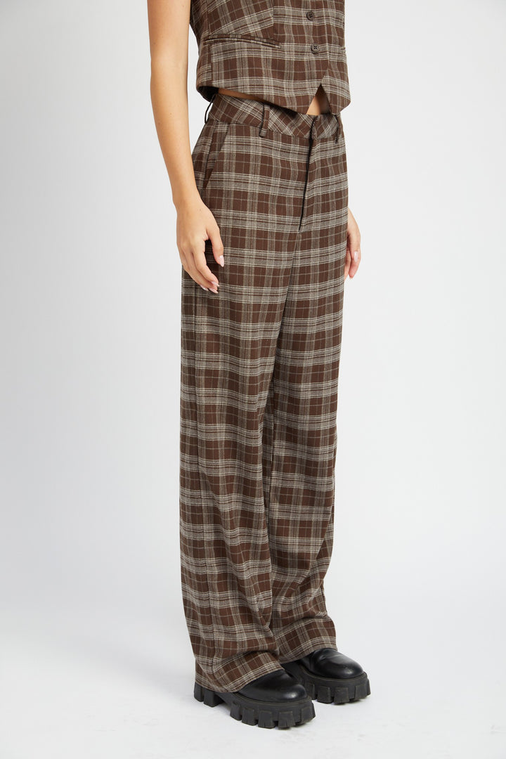 Plaid High Waist Trousers