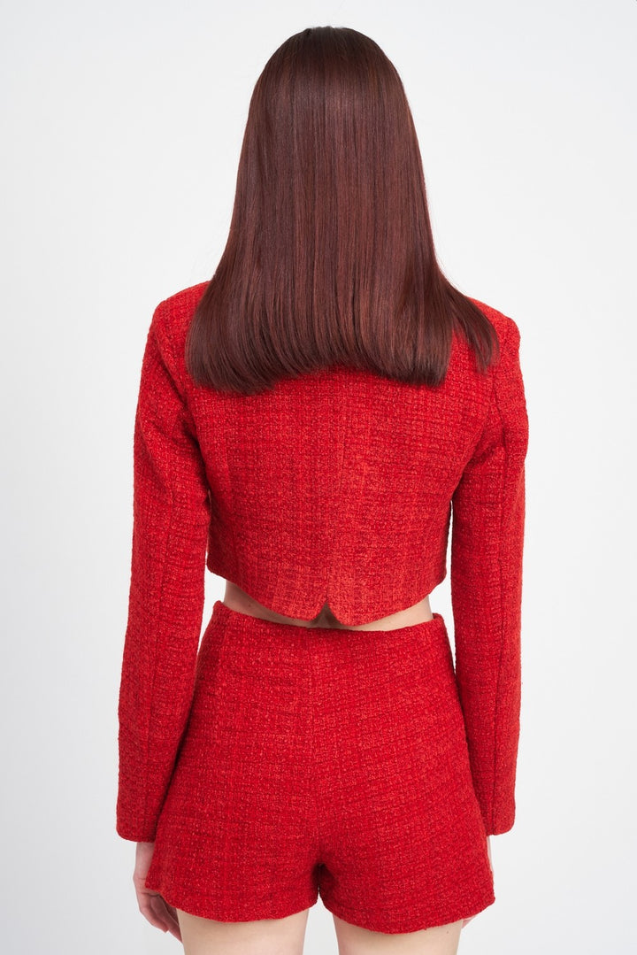Long Sleeve Button Up Cropped Top