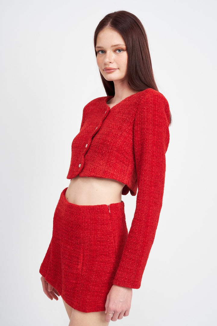 Long Sleeve Button Up Cropped Top