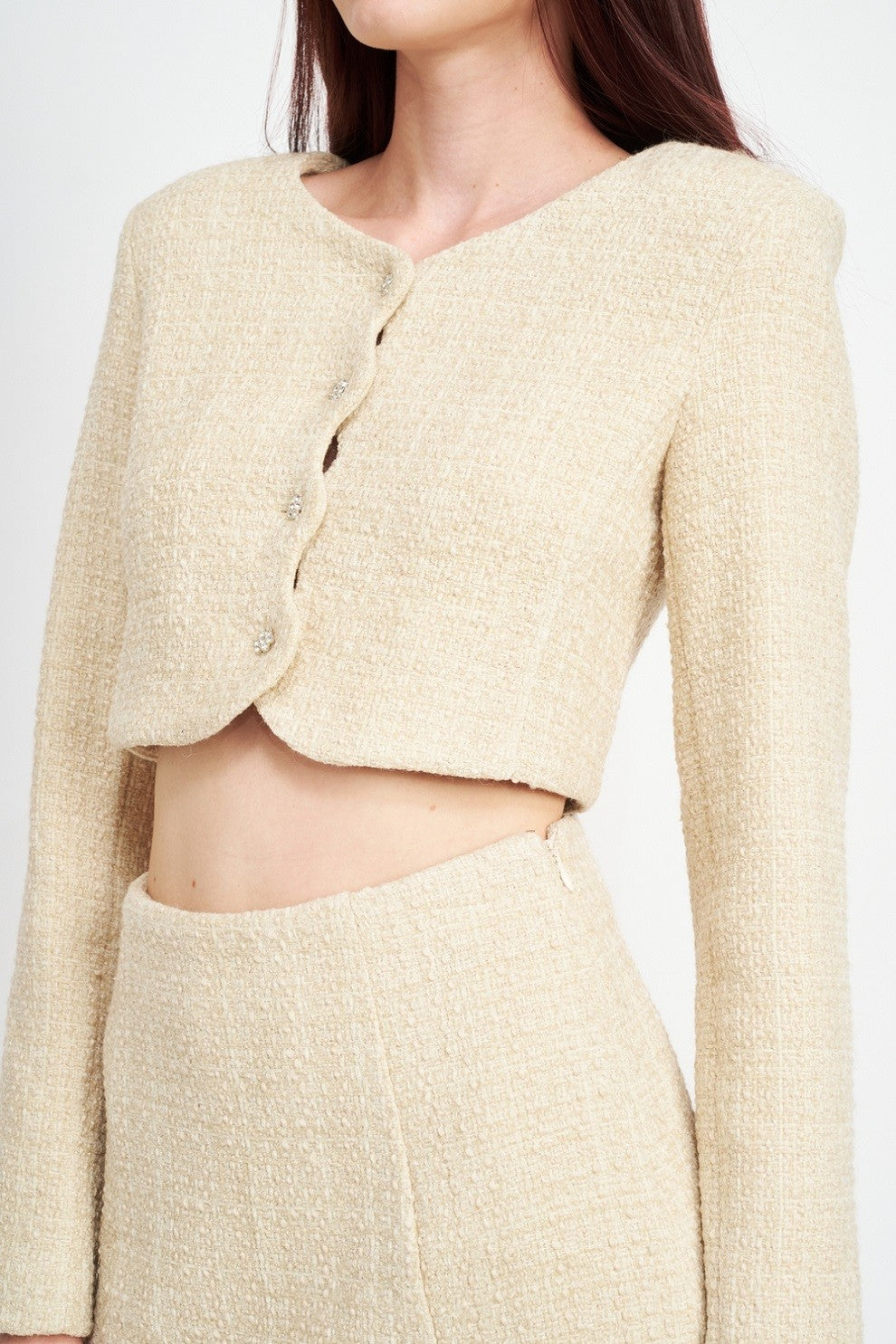 Long Sleeve Button Up Cropped Top